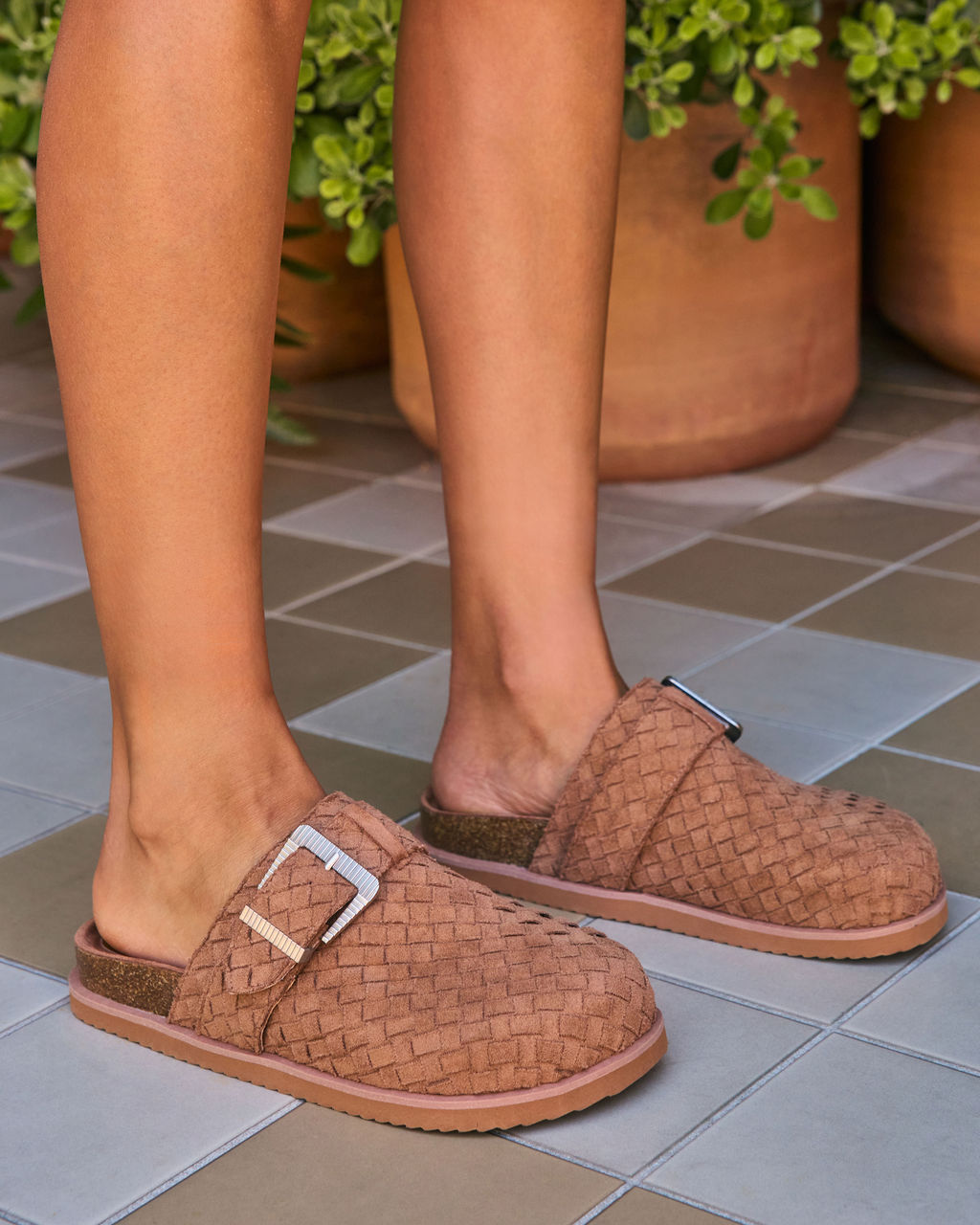 Jarel Woven Faux Suede Clog Mules