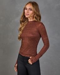 Wicked Romance Floral Lace Mock Neck Top