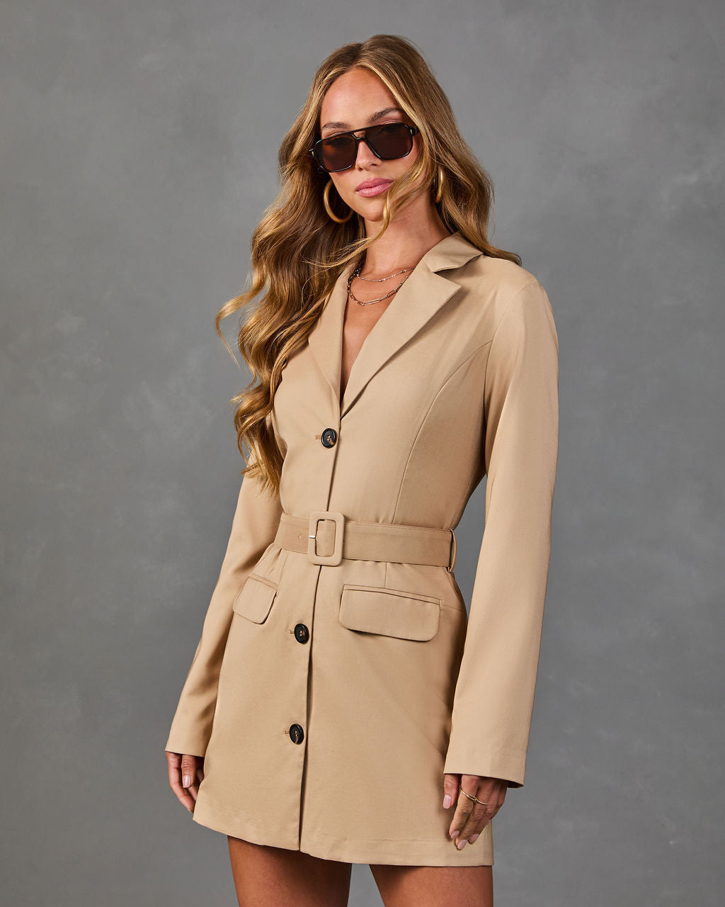 Saddle House Belted Trench Mini Dress
