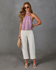 Cherished Cheers Striped Halter Neck Top