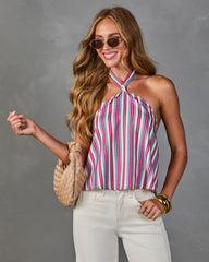 Cherished Cheers Striped Halter Neck Top