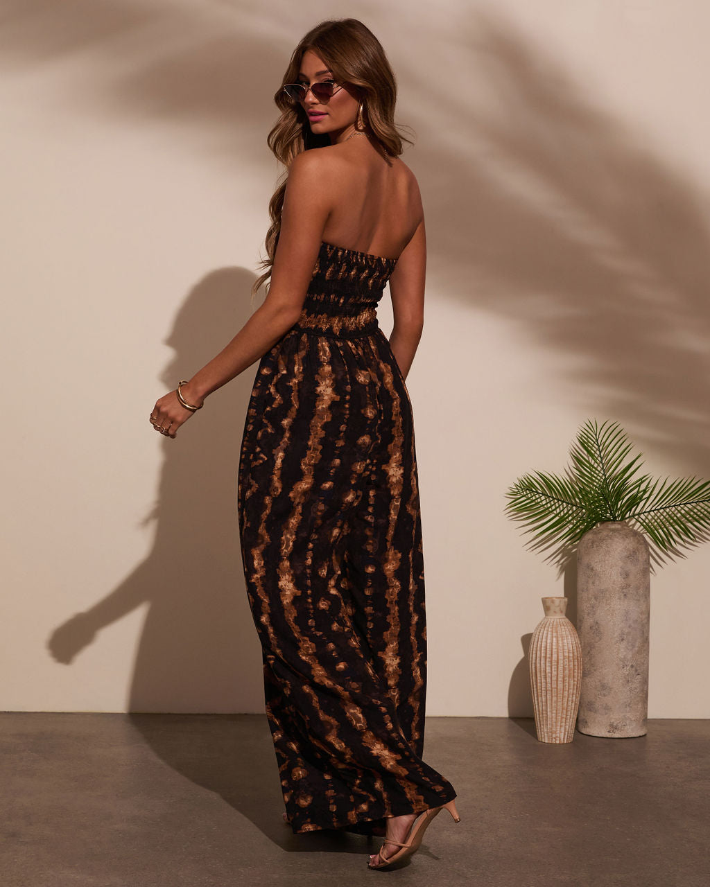 Markey Abstract Strapless Jumpsuit
