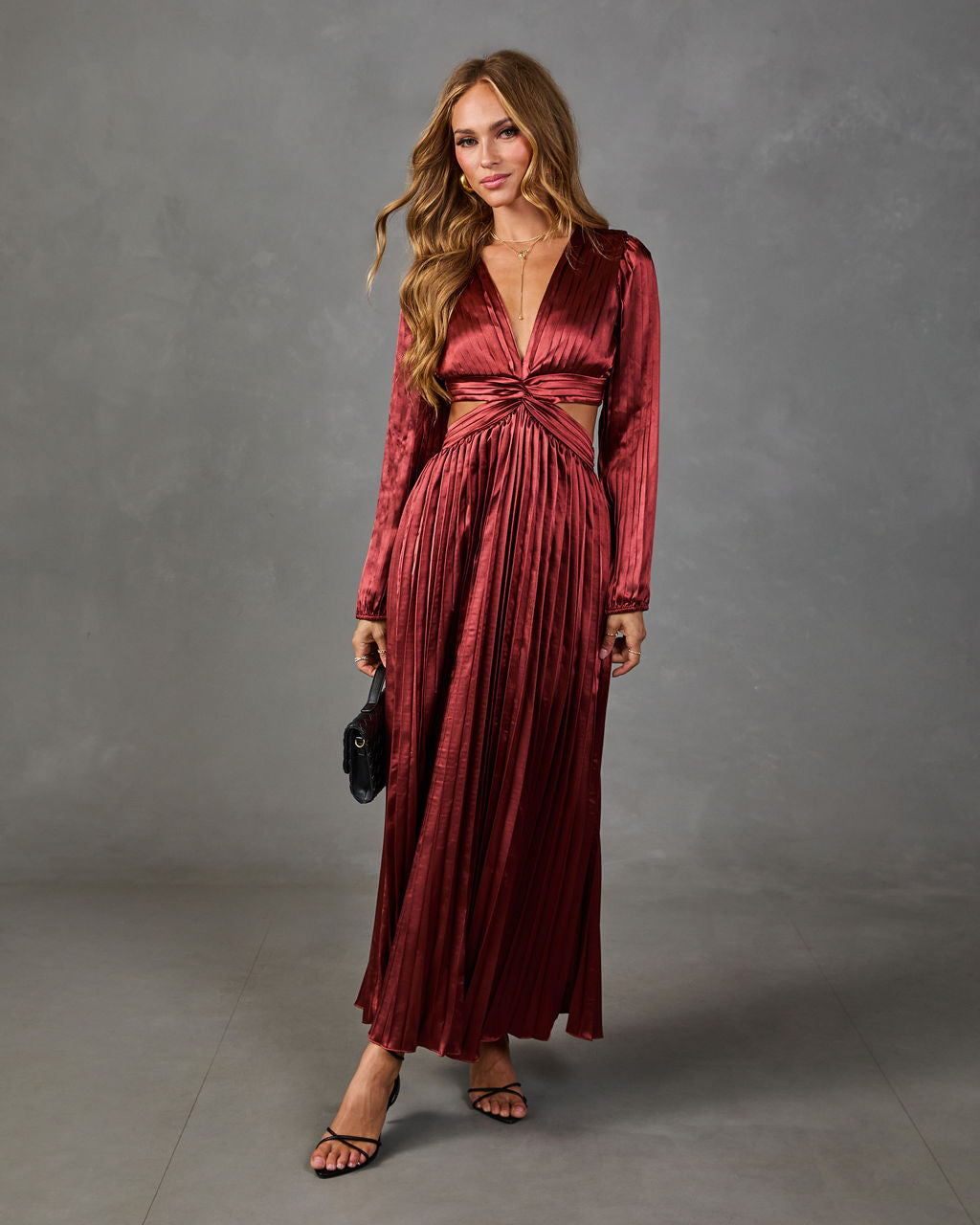 Elliana Satin Cut Out Maxi Dress