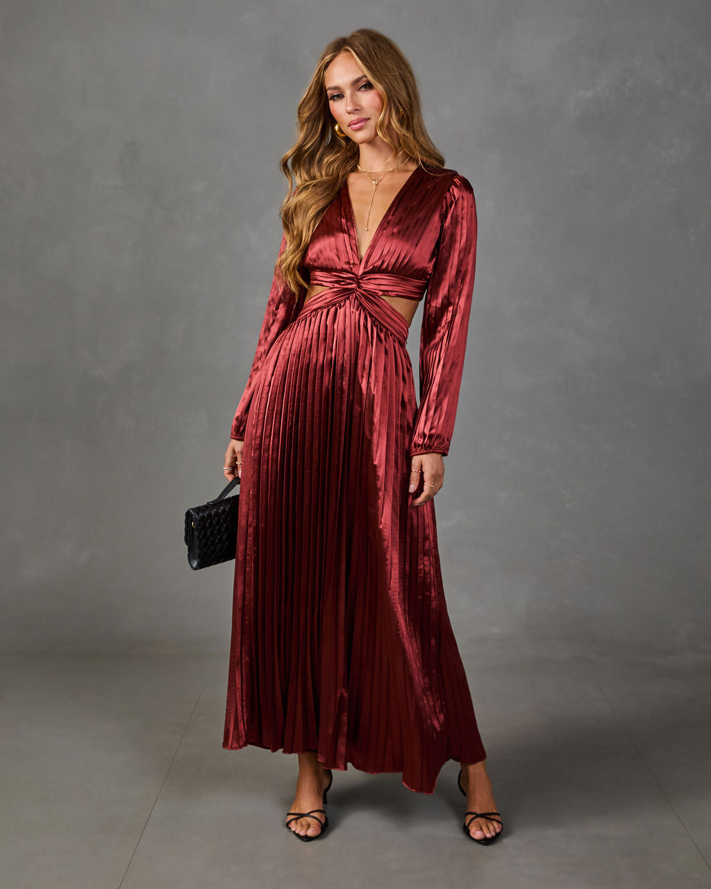 Elliana Satin Cut Out Maxi Dress