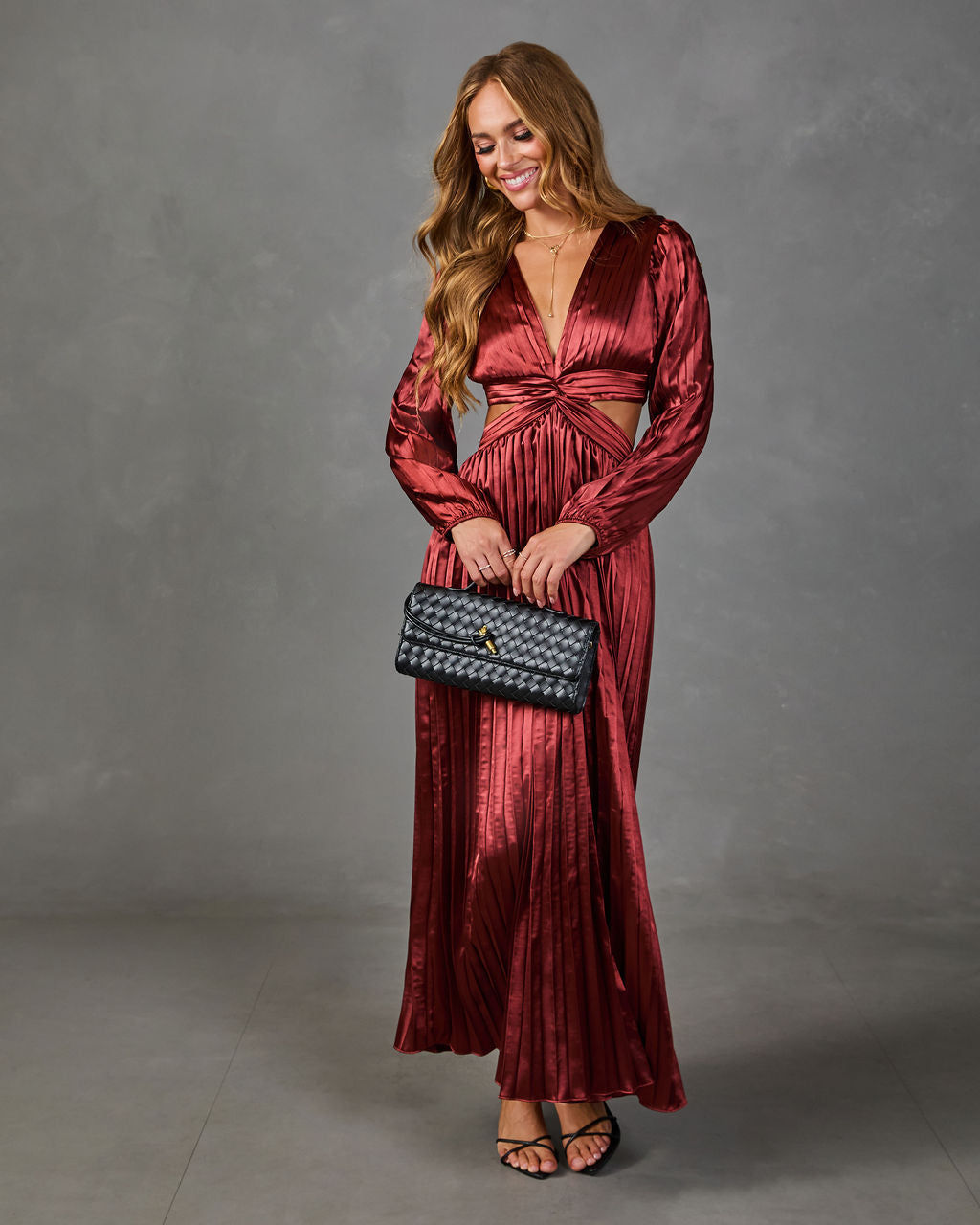 Elliana Satin Cut Out Maxi Dress