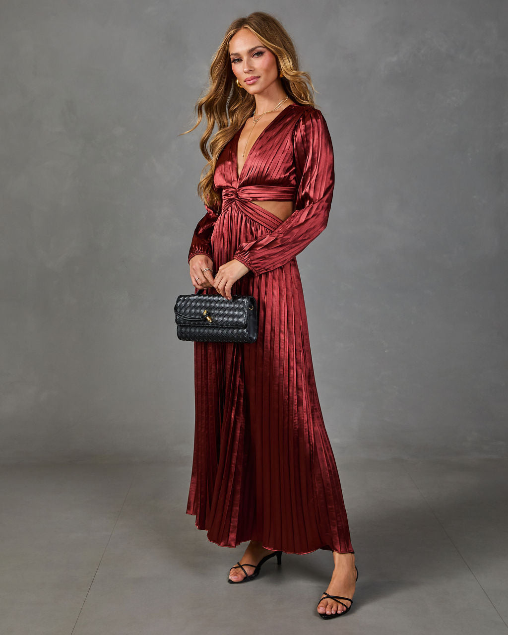 Elliana Satin Cut Out Maxi Dress
