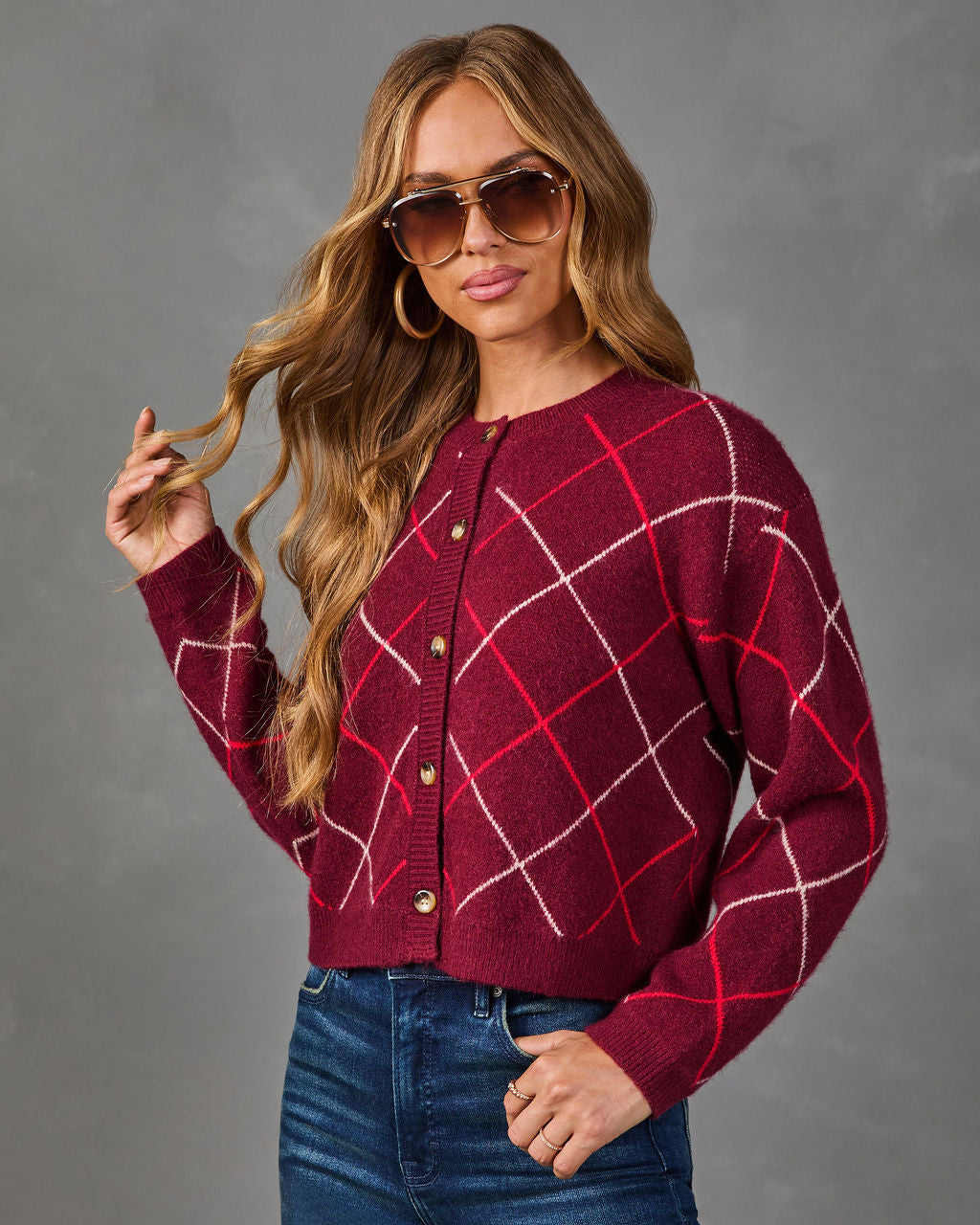 Fall Ritual Knit Argyle Cardigan
