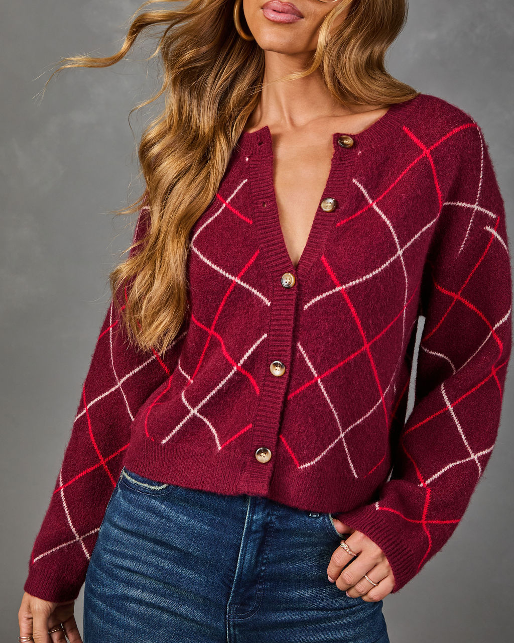 Fall Ritual Knit Argyle Cardigan