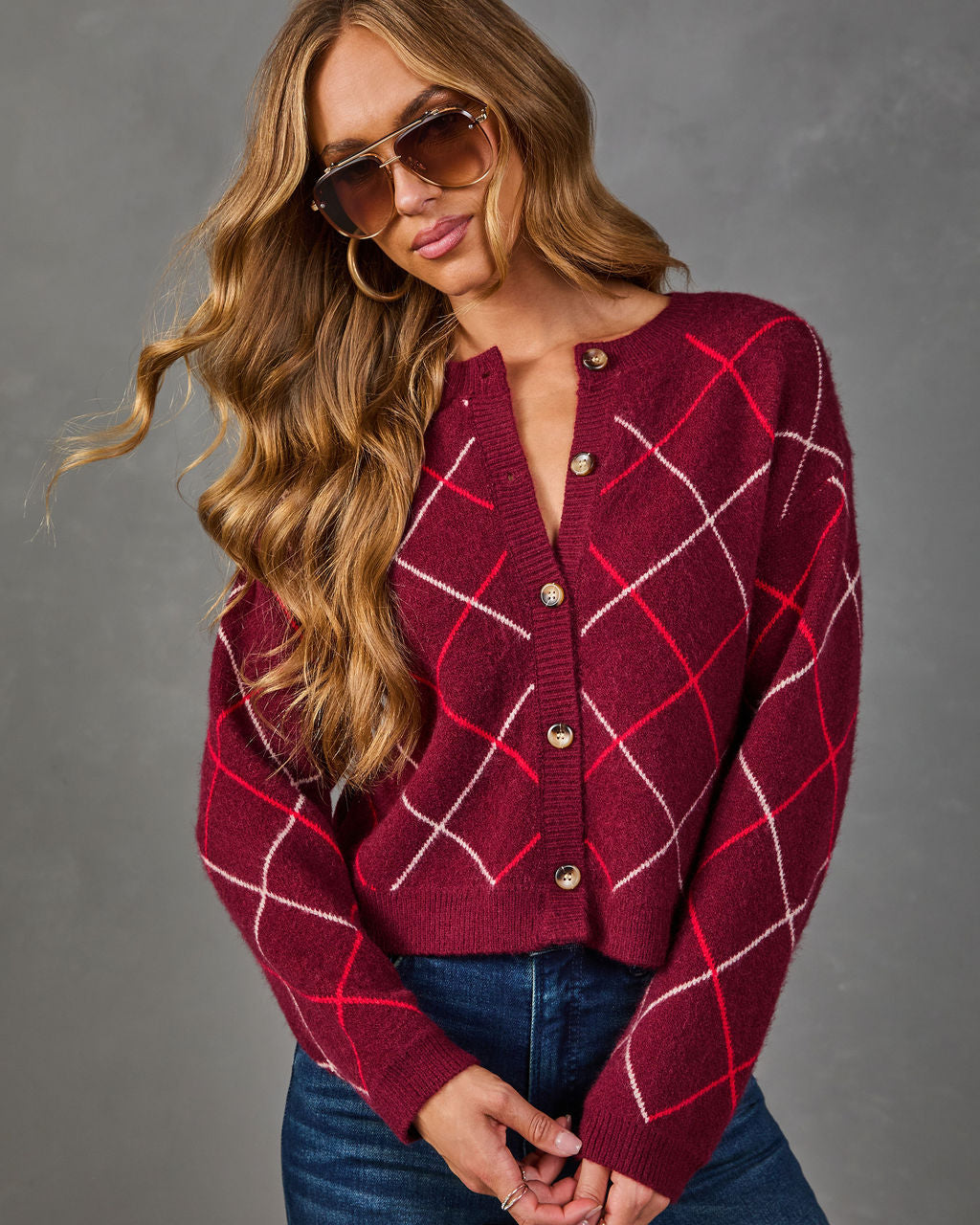 Fall Ritual Knit Argyle Cardigan
