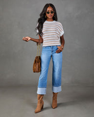 Victoria Striped Open Knit Sweater