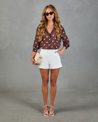 Golden Drift Button Down Polka Dot Top