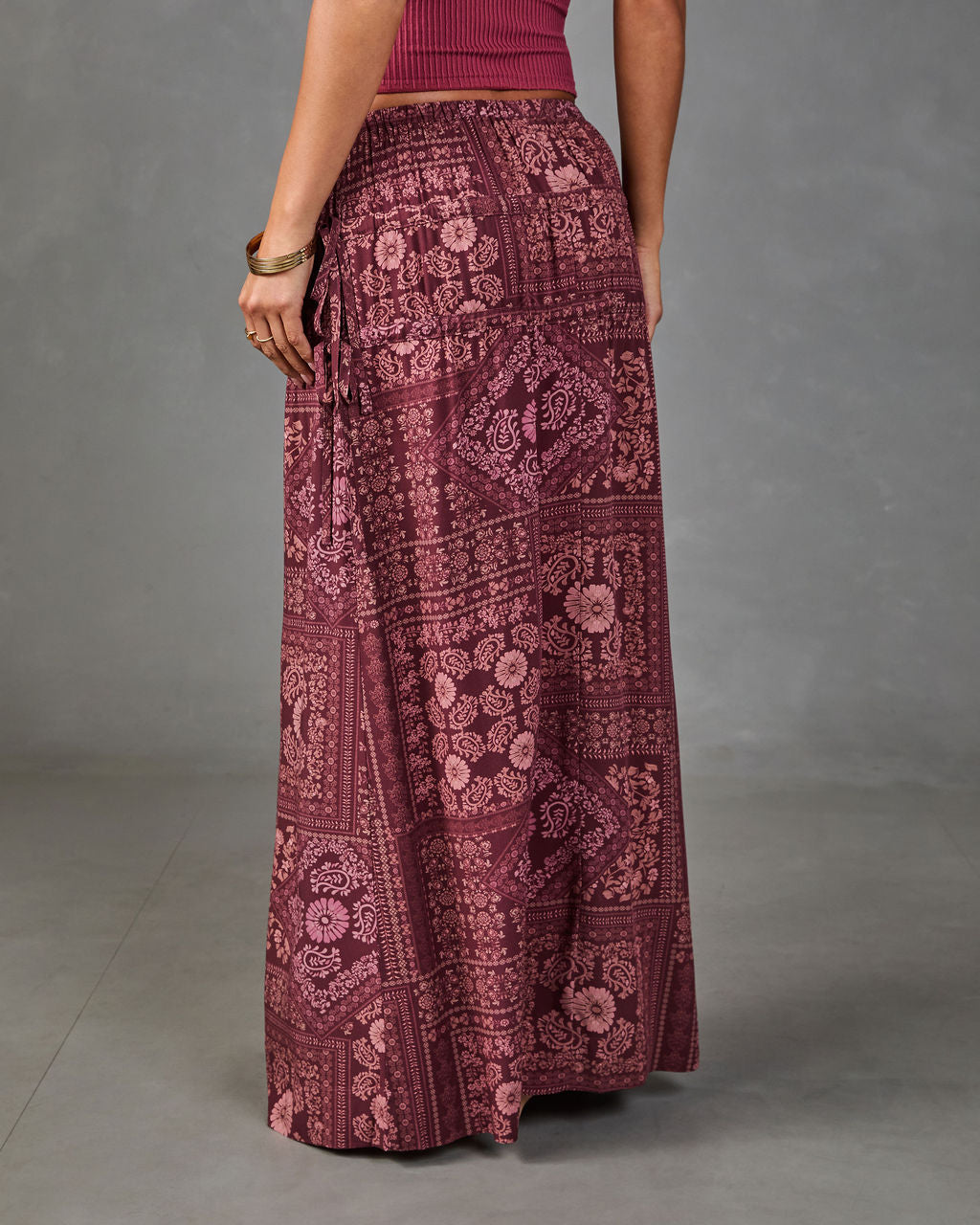 Mystic Meadow Drawstring Floral Maxi Skirt