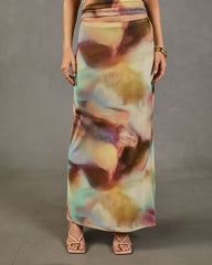 Cool Intentions Mesh Abstract Print Maxi Skirt