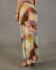 Cool Intentions Mesh Abstract Print Maxi Skirt