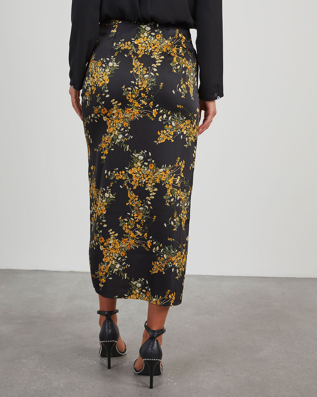 Harvest Hues Satin Printed Midi Skirt
