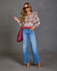 Sunbeam Society Paisley Tassel Tie Blouse