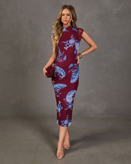 Kristyn Paisley Mock Neck Midi Dress