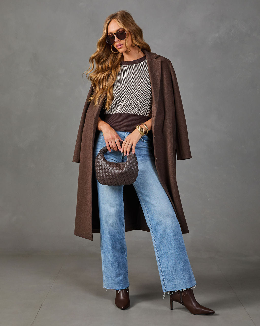 Market Day Knit Herringbone Color Block Sweater
