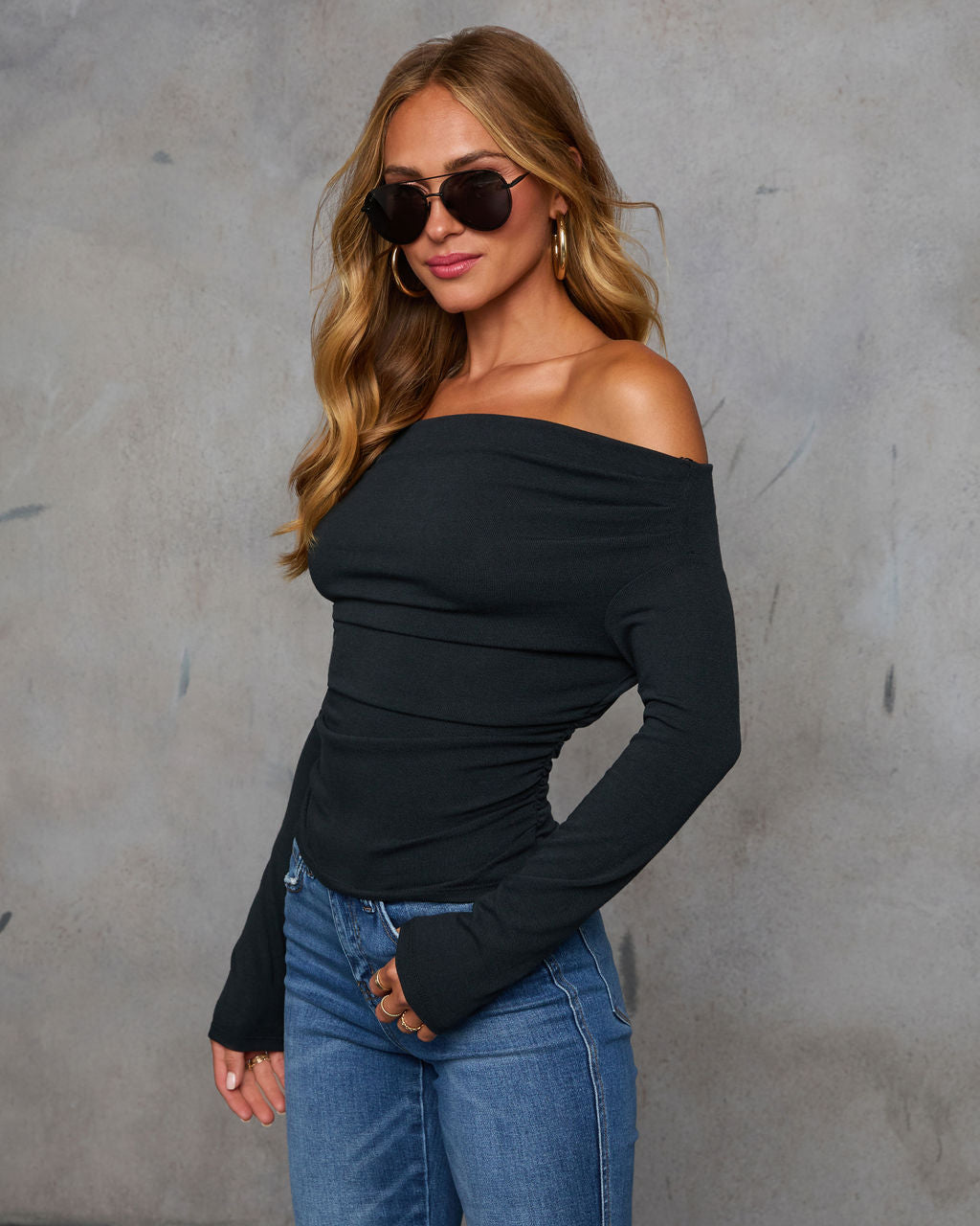 Needed Me Ruched Off The Shoulder Top