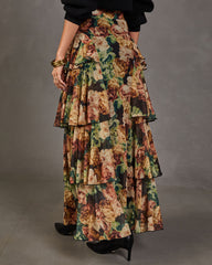 Autumn Whimsy Tiered Floral Maxi Skirt