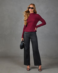Society Social Knit Mock Neck Peplum Top