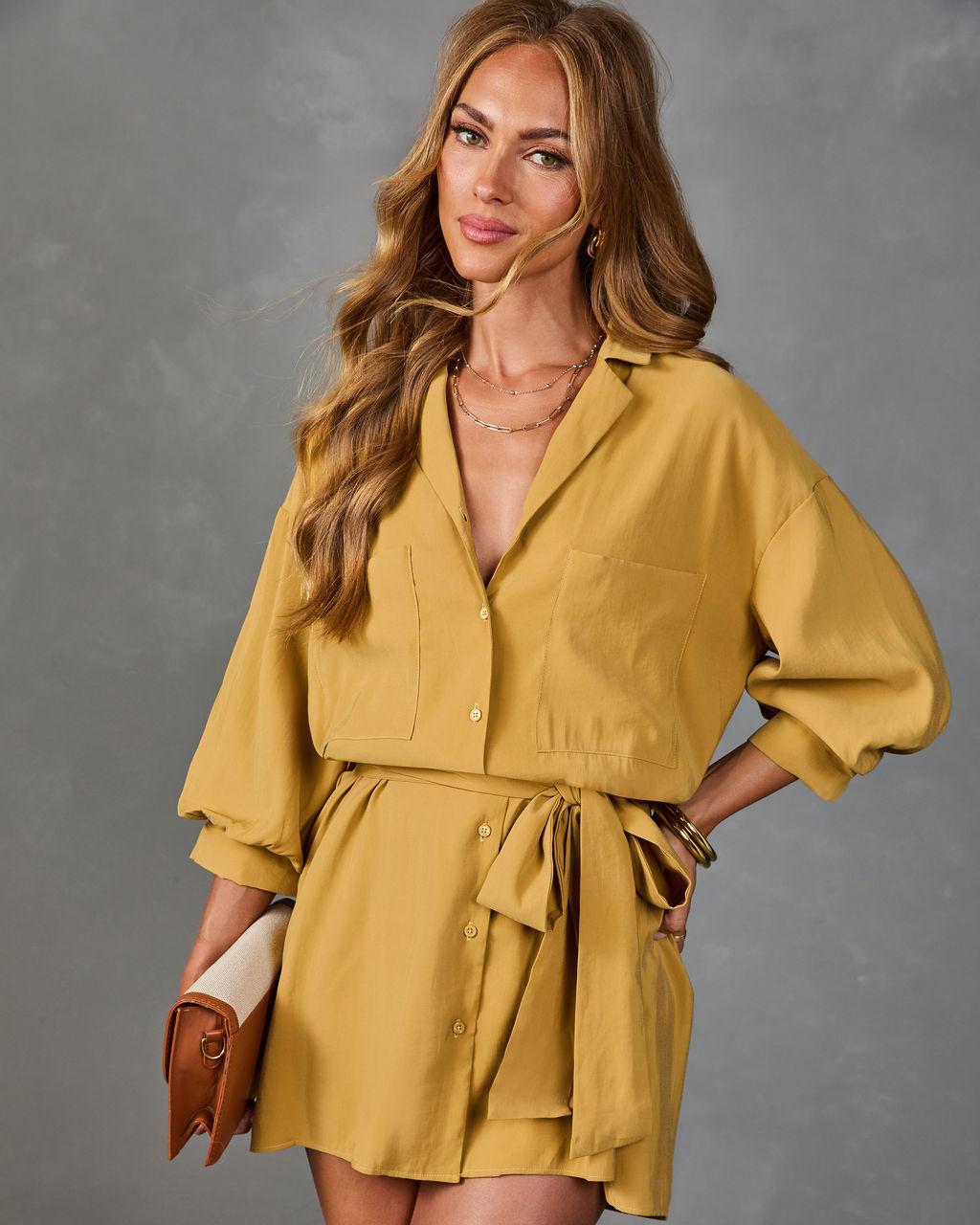 Brenna Blouson Sleeve Shirt Dress