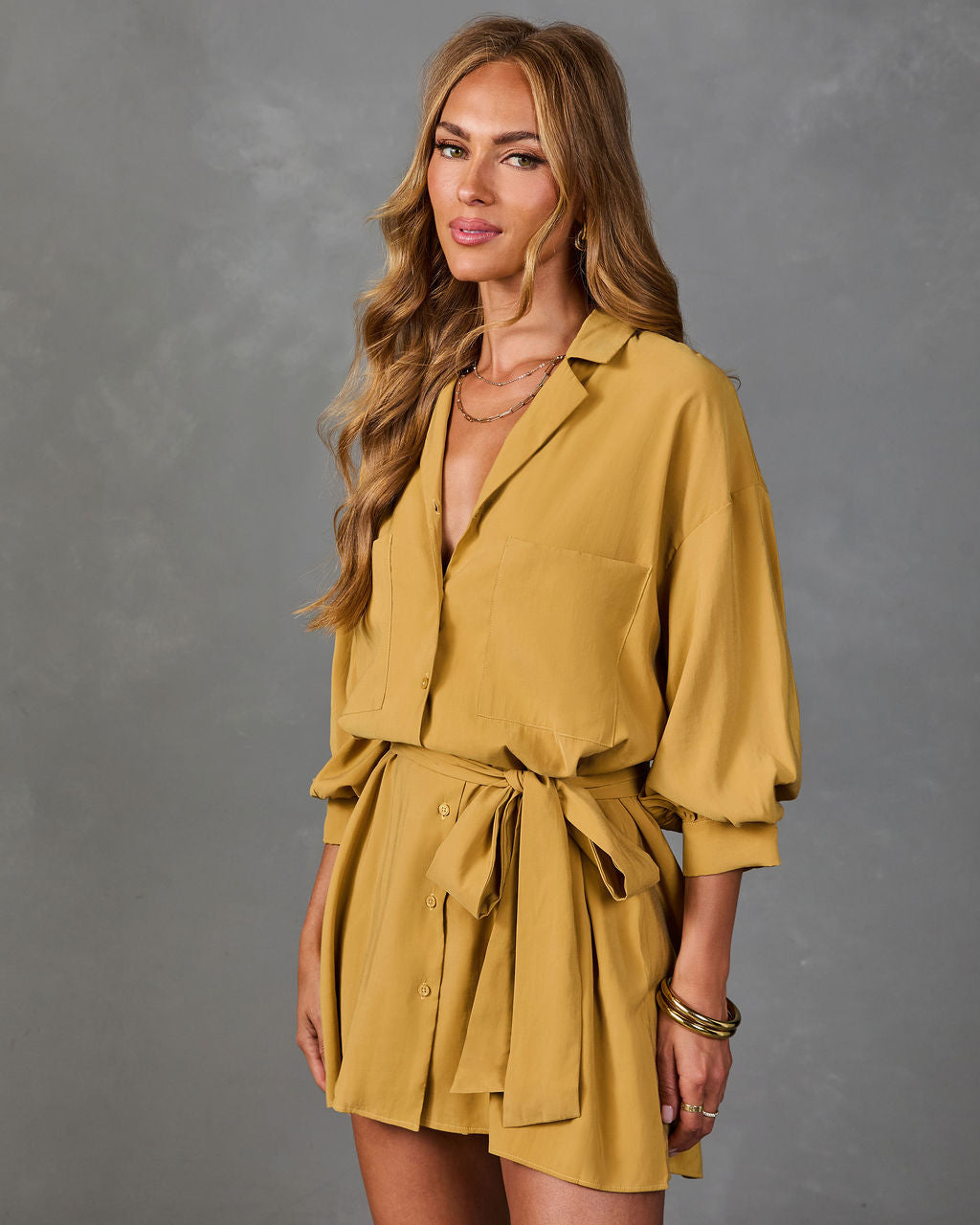 Brenna Blouson Sleeve Shirt Dress