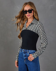 Tomar Plaid Knit Vest Twofer Blouse