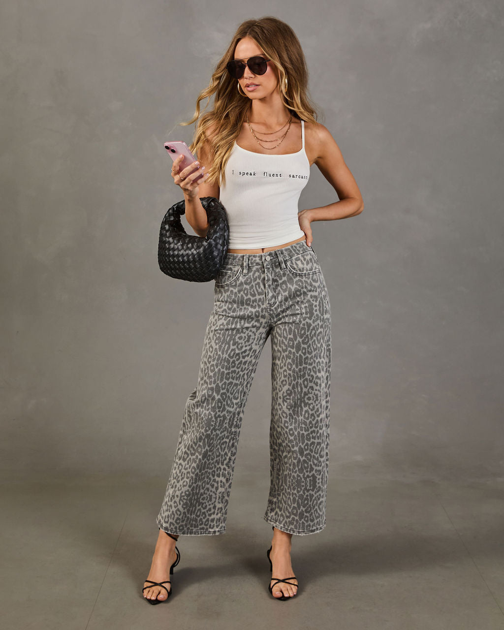 Jonnie High Rise Wide Leg Animal Print Jeans