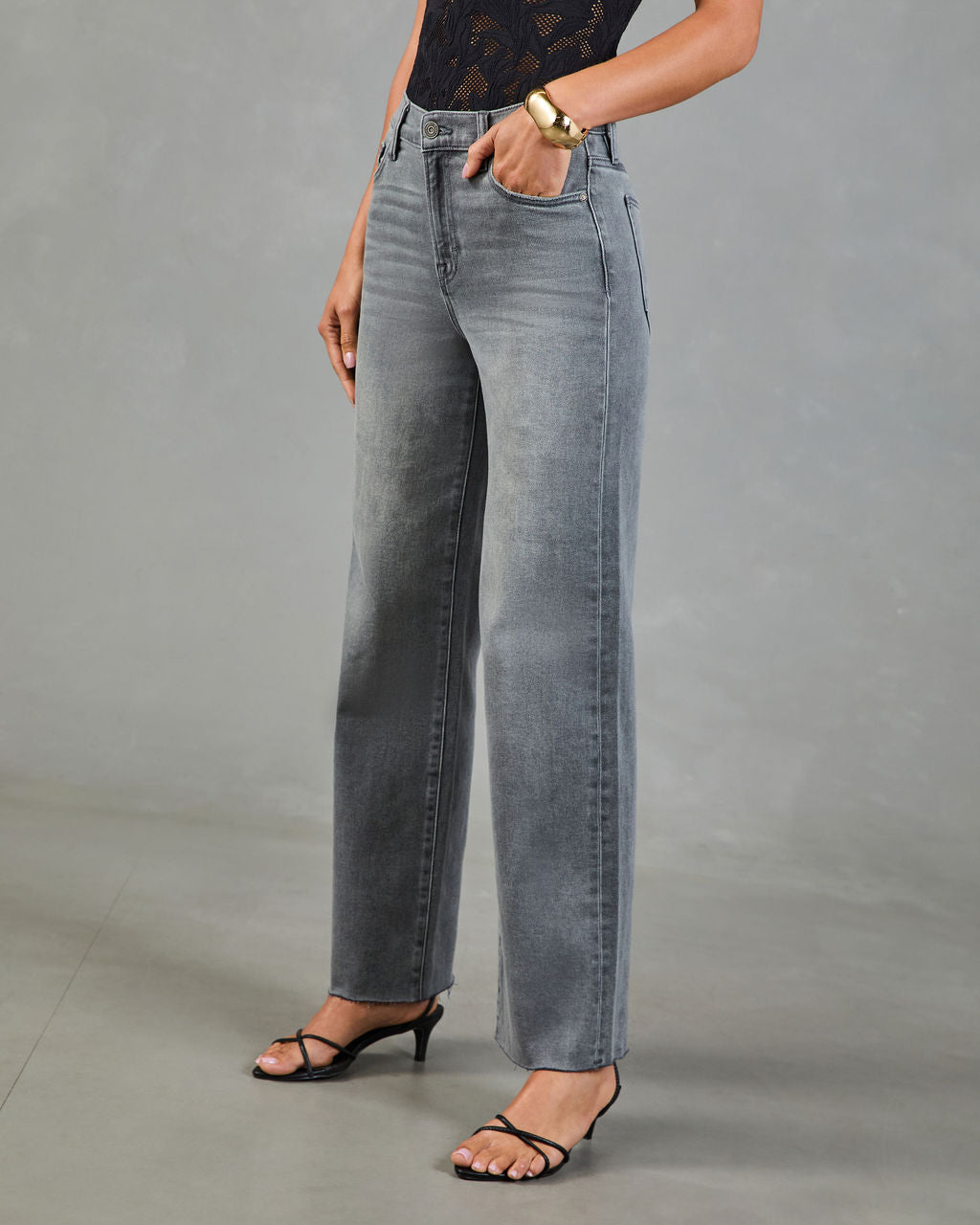 VICI Icon Super Stretch High Rise Raw Hem Straight Color Jeans