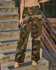 Jennae High Rise Straight Leg Camo Print Jeans
