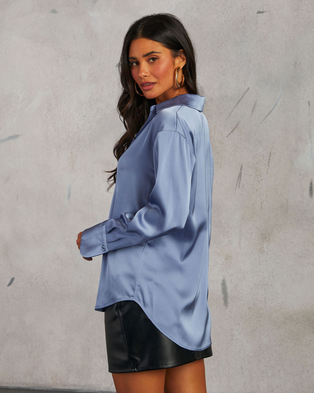 Kayla Satin Button Down Top