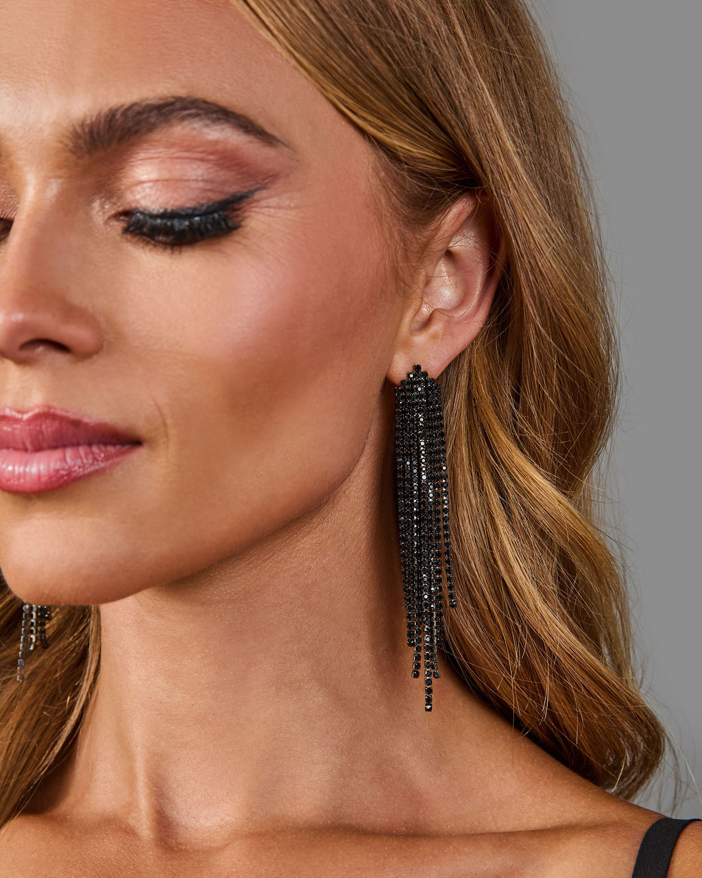 Chanelle Fringe Rhinestone Dangle Earrings