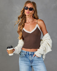Painted Bloom Seamless Ribbed Lace Trim Cami