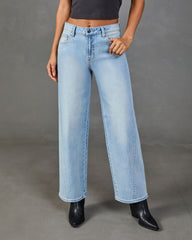 Fontana Stretch High Rise Relaxed Leg Seam Detail Jeans