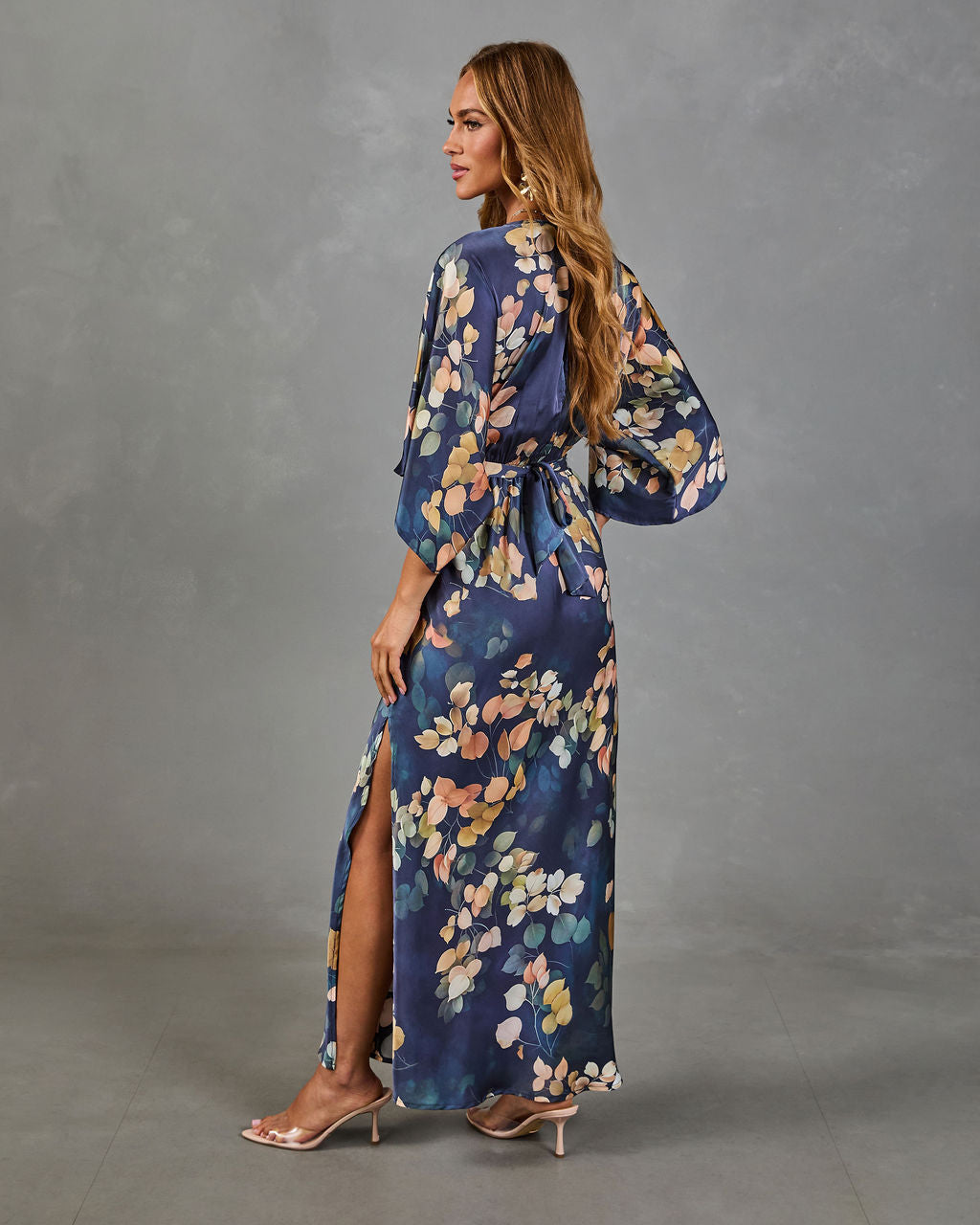 Painted Petals Floral Front Tie Maxi Dress