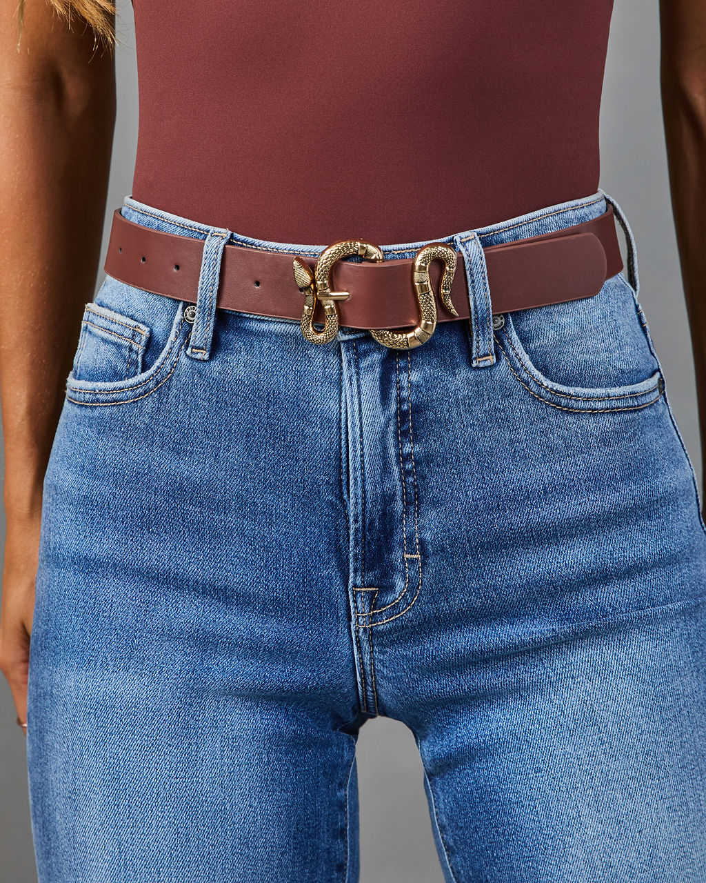 Coiled Grace Vegan Leather Snake Buckle Belt