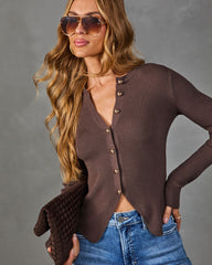 Amora Ribbed Knit Button Down Sweater