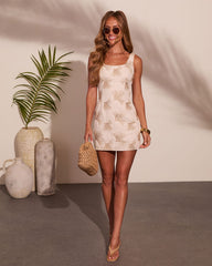 Slow Bloom Abstract Floral Linen Blend Mini Dress