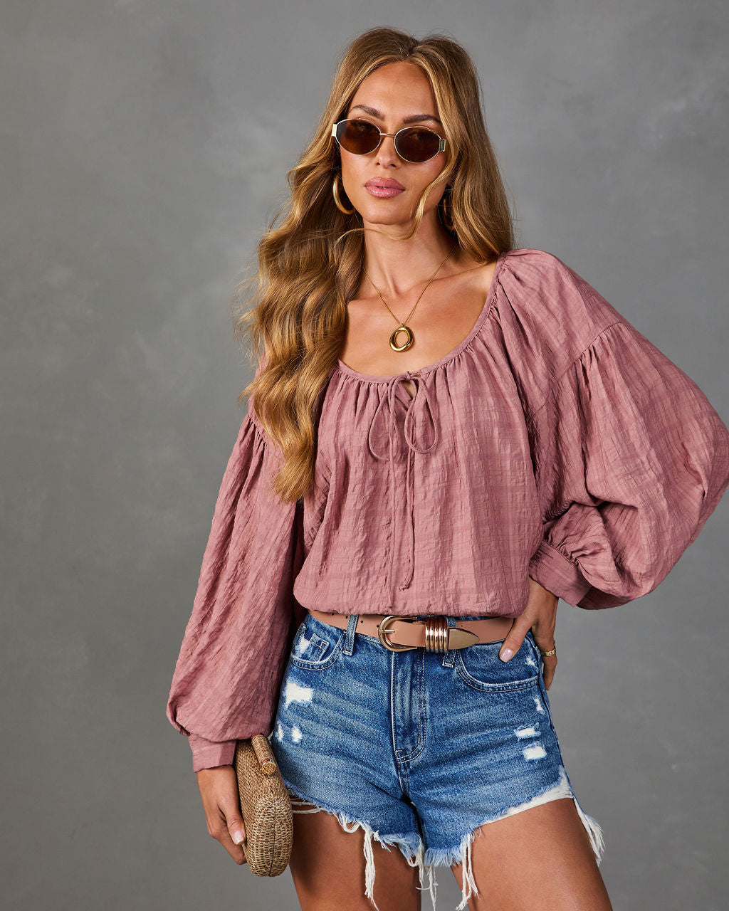 Moonlit Rose Neck Tie Blouse