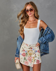Flower Cart Wrap Floral Mini Skort