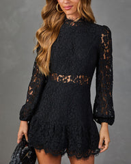Alissa Lace Mock Neck Mini Dress