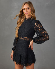 Alissa Lace Mock Neck Mini Dress