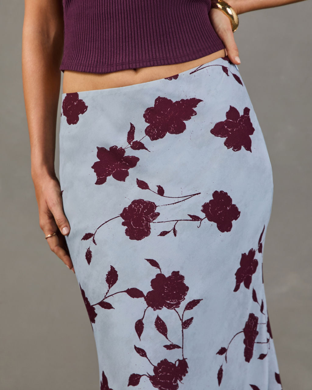 Sunset Roses Floral Maxi Skirt