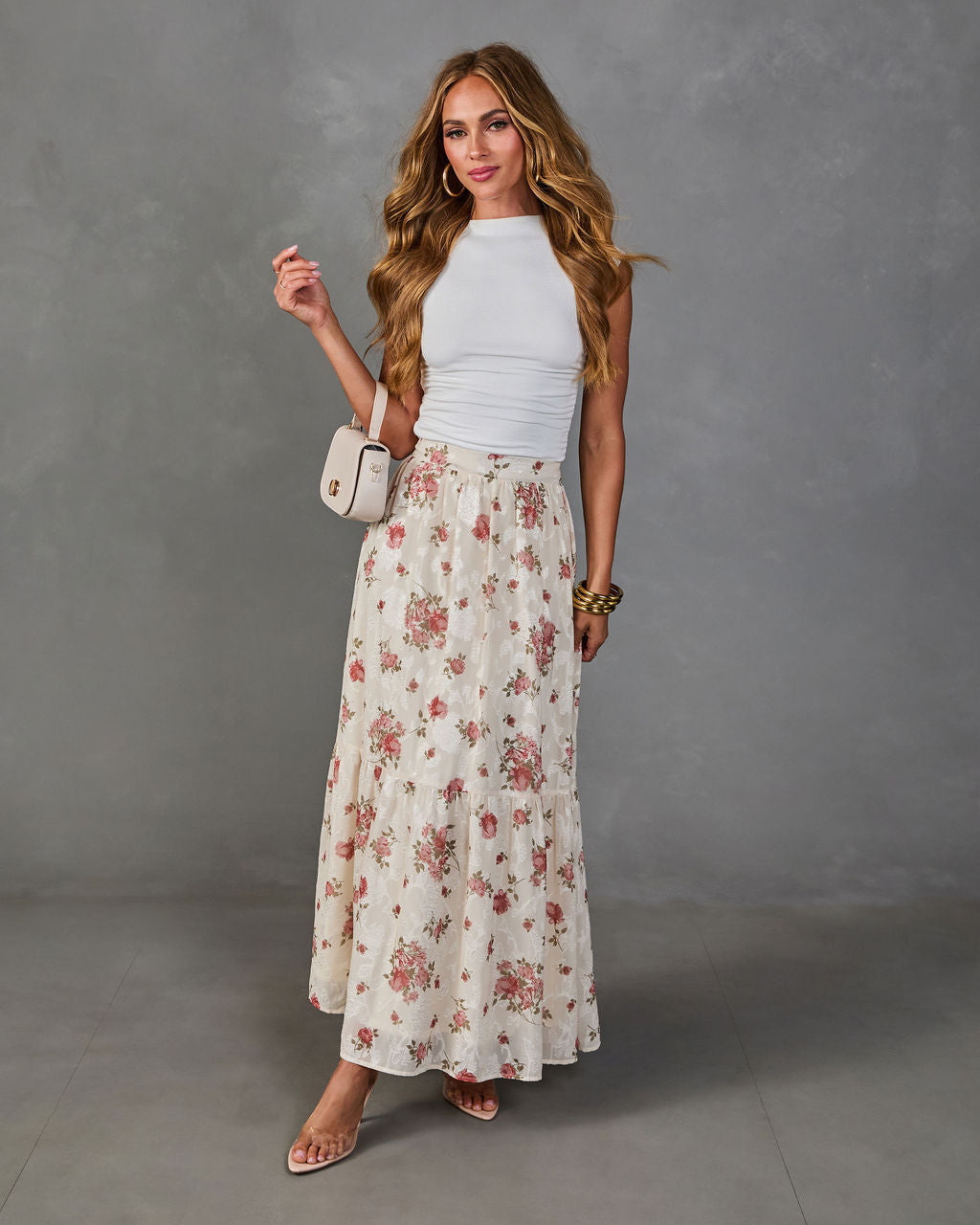 Rosy Cheers Floral Maxi Skirt