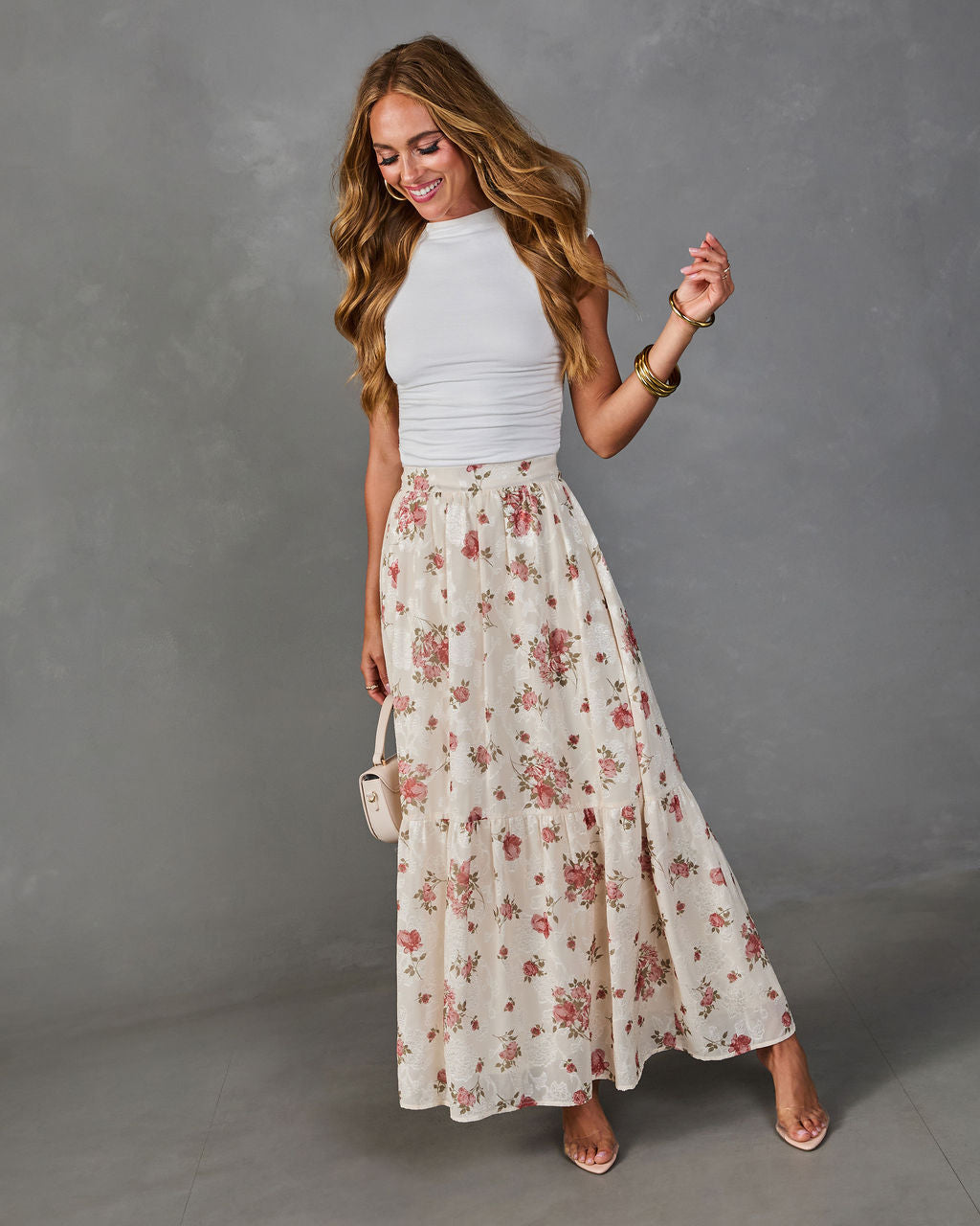 Rosy Cheers Floral Maxi Skirt