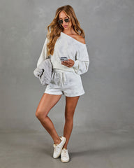 Relaxed Elegance Floral Off Shoulder Sweatshirt
