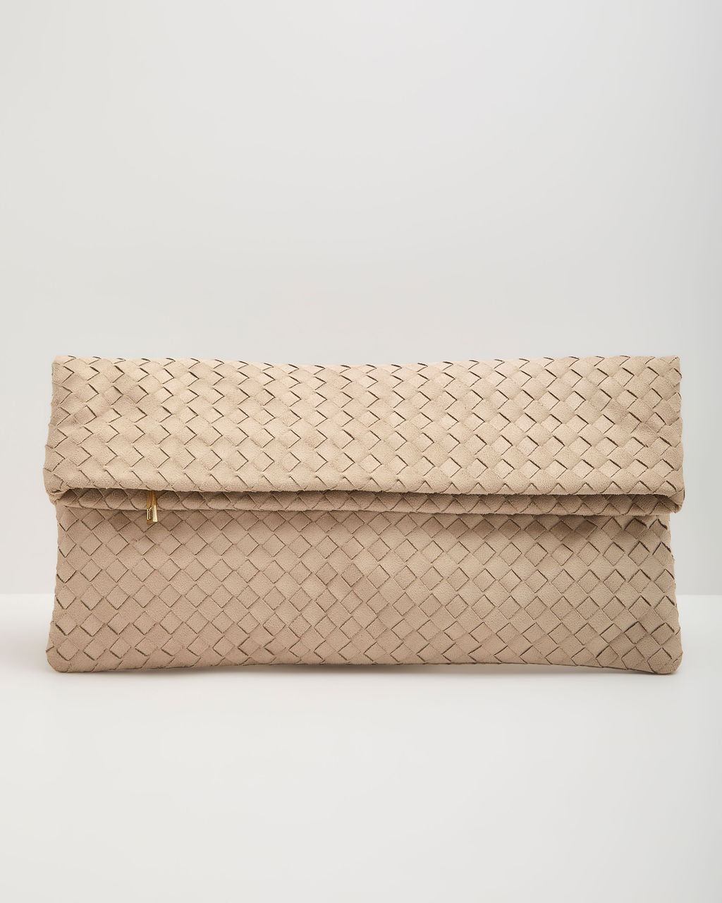 Wilma Woven Faux Suede Foldover Clutch