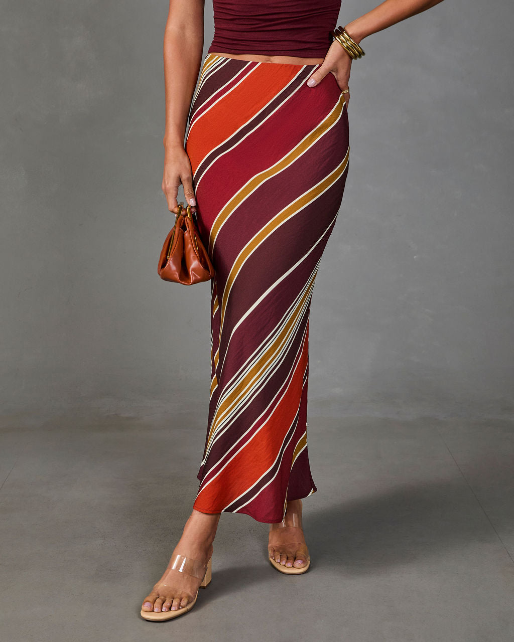 Coastline Calling Striped Midi Skirt
