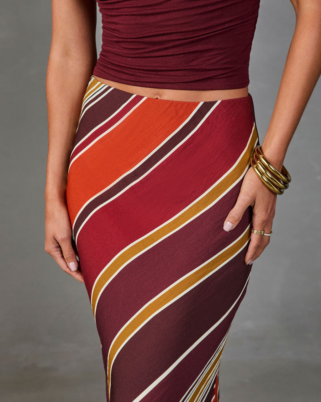 Coastline Calling Striped Midi Skirt
